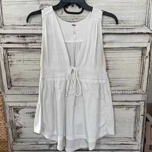 White Sleeveless Tie-Front Top